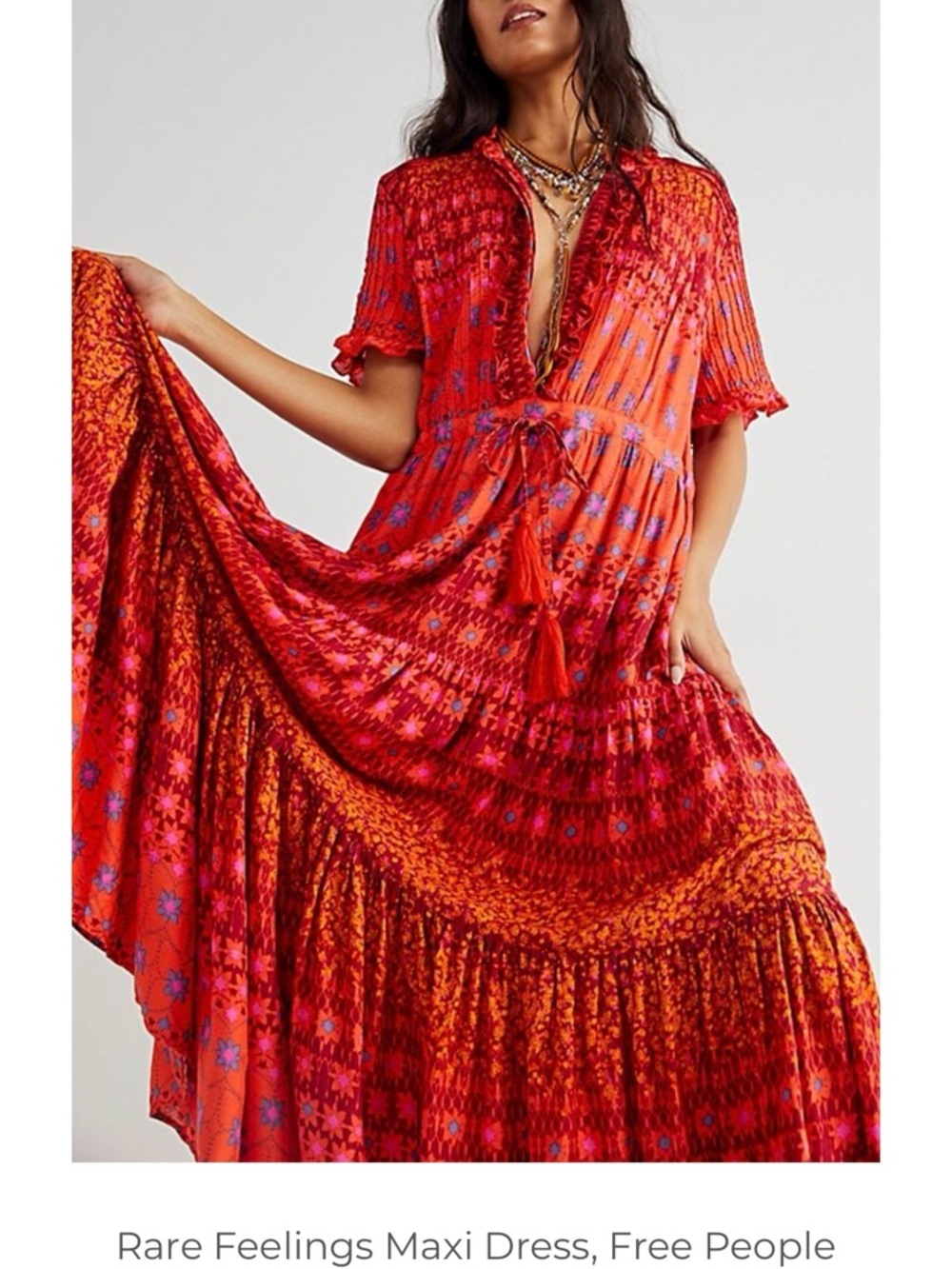 Free People Rare Feeling Maxi Dress in Ruby Red